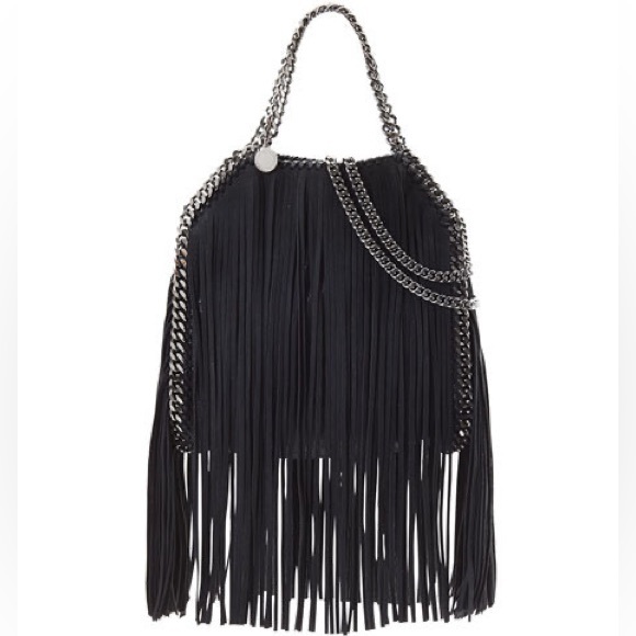 Stella McCartney Falabella Fringe Tiny Tote Bag Black Metallic Limited Edition - Picture 1 of 11